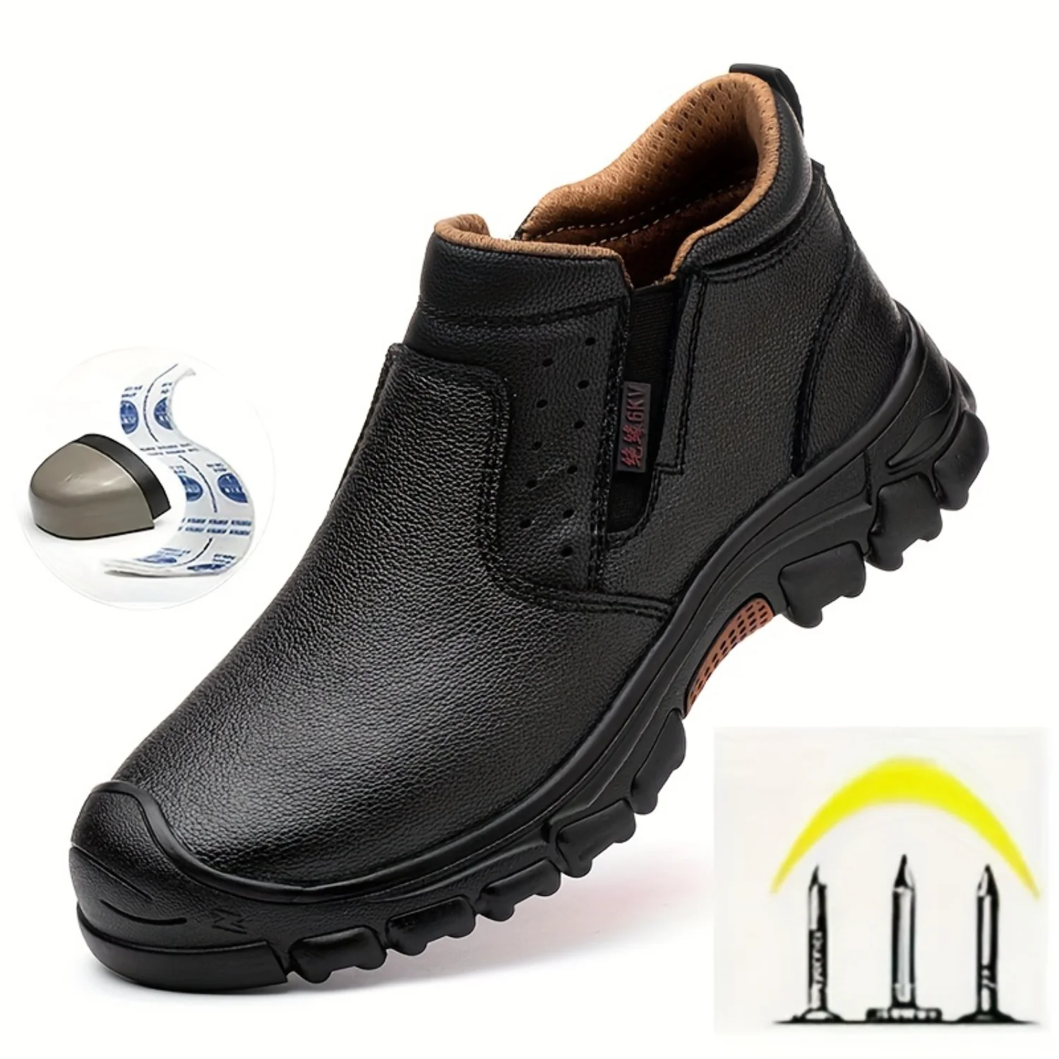 Mens Premium Split Cowhide Safety Work Boots - Steel Toe, Puncture Proof, Ultra-Comfortable - High-Traction Rubber Sole, Durable