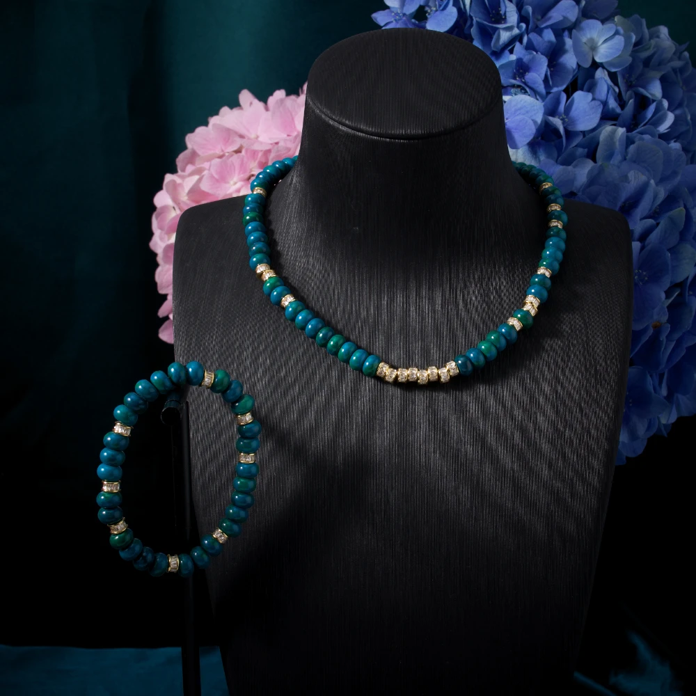 

015811 Beaded Choker for Women Color Natural Stone Necklace Set Daily Wear Ceremony Engament Cocktail Party Jewelry Accessories