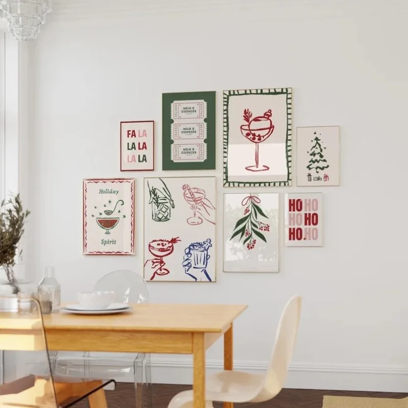 

Рождественские принты для галерейных стен, принт с рождественской тележкой, классический рождественский постер, модные современные рождественские постеры без рамки