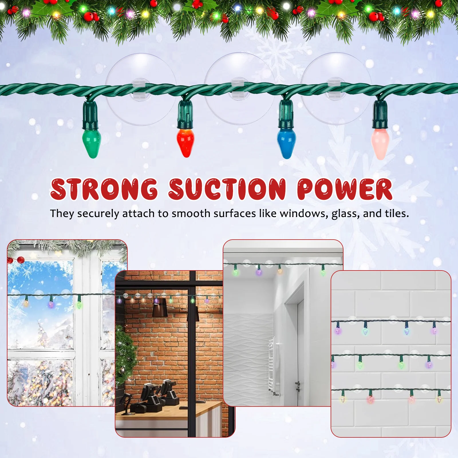 20 pçs clipes de luz de sucção clara multi uso para luzes da corda mini lâmpadas decoração do feriado aquário janela telhas vidro sem resíduos