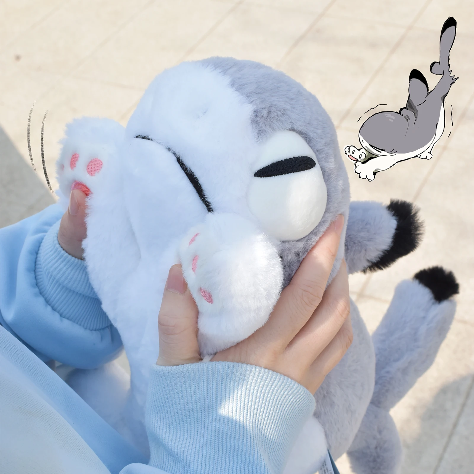 Sharkitty Original Stuffed Animal Toys, Shark & Cat Combine Plush Toys, Creative Stress Relief Gifts for Women (Gray, Standing)