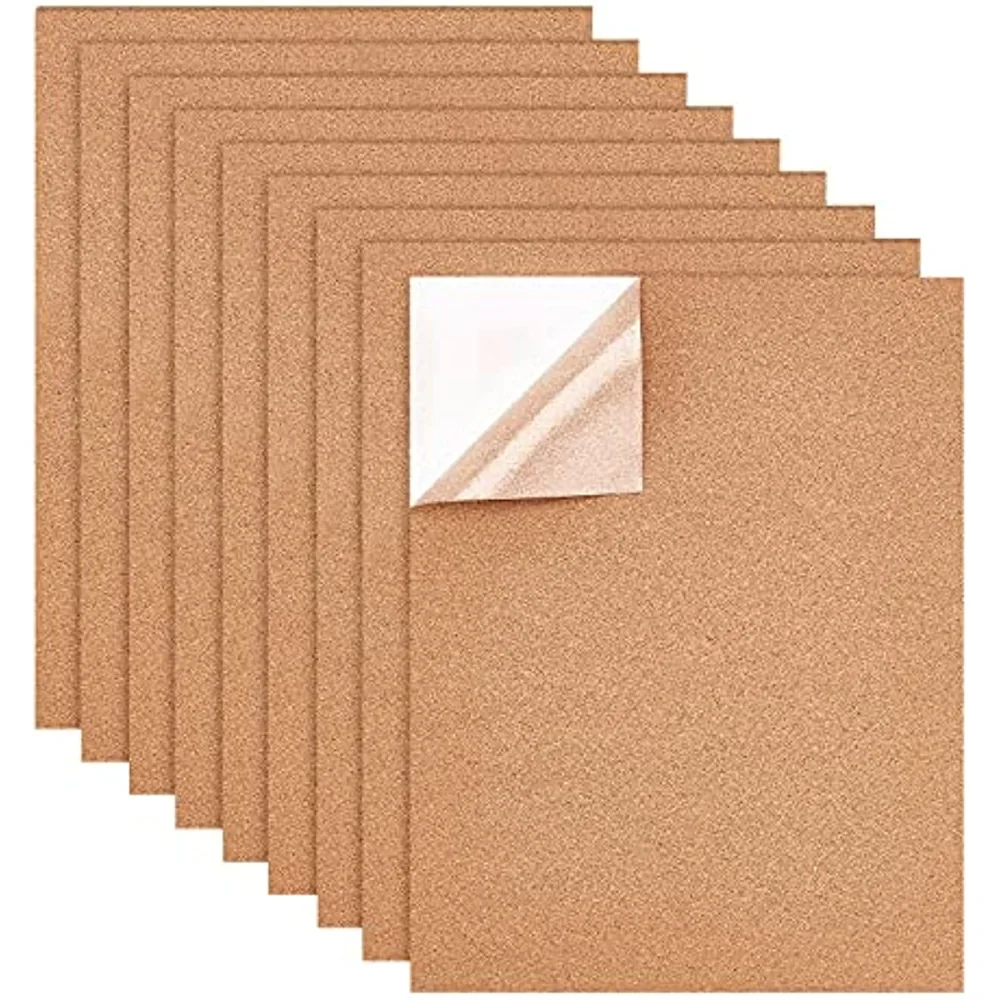 

10 Pack 17.7x13.8" Self-Adhesive Cork Sheets 1mm Rectangle Insulation Cork Backing Sheets for Coaster Wall Decor Party DIY Craft