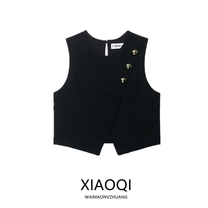 

Fall 2025 New Women's Faion Design Golden Button Double Lapel Top Versatile Clothing Commute Sle round Ne Regular Length
