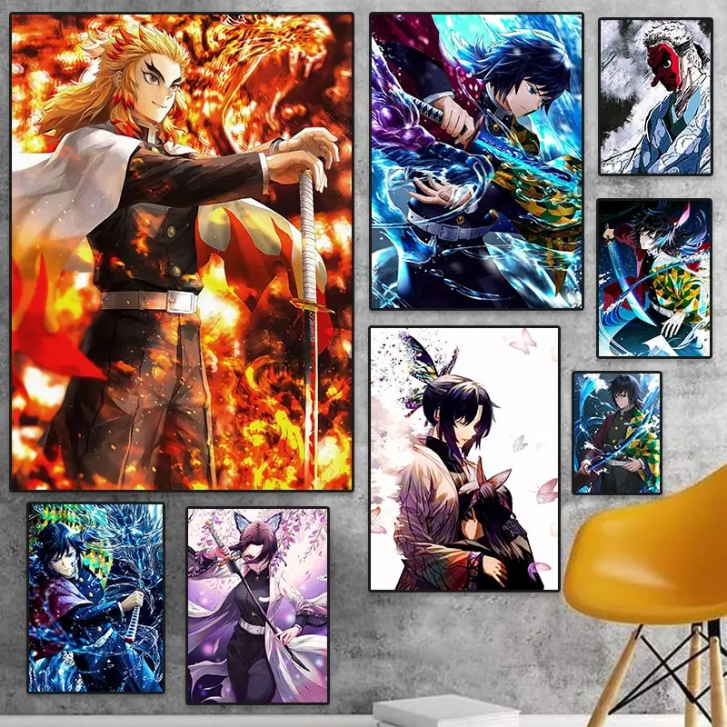 Anime Demon Slayer Role Poster  Giyu Tomioka Rengoku Shinobu Kocho  Wall Art Canvas Prints for Living Room Home Decor  Stylish A