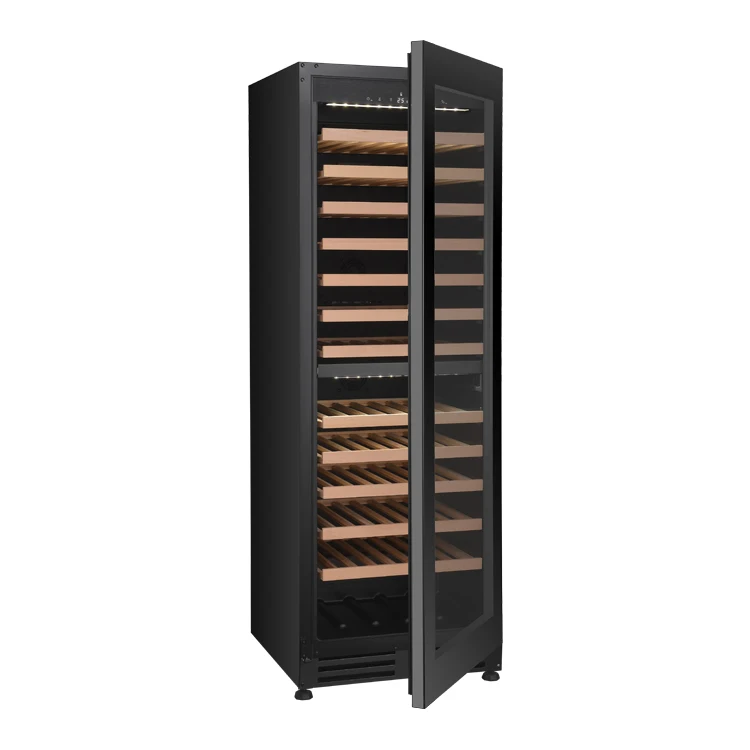 VI110DT Jiaxipera Invert Compressor Glass Front Cooler Dual Zone Wine Fridge Wine Cellar Black Electric Wine Knox 220