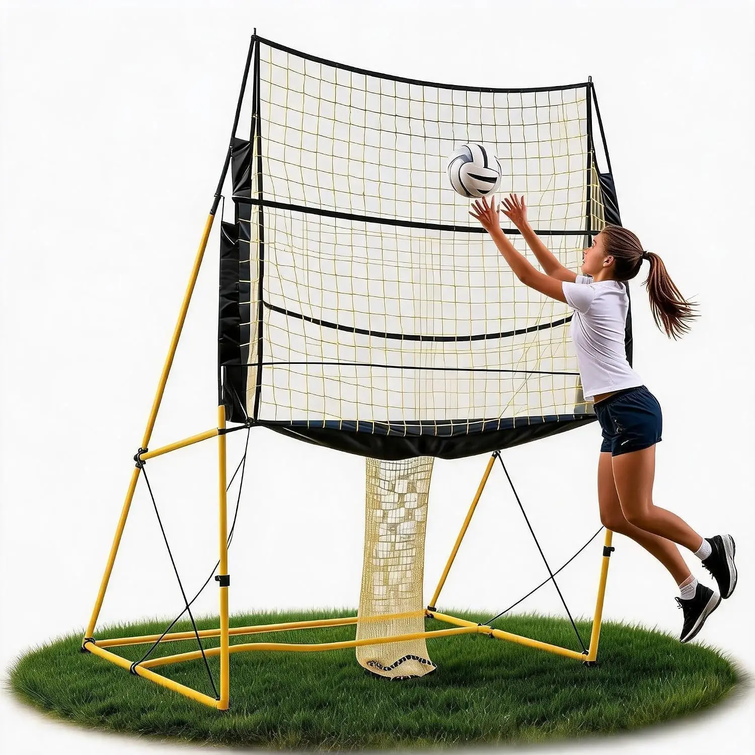 11X8Ft Portable Volleyball Practice Net 6.5-8Ft Adjustable Feet Single Training Net Adjustable Height Multifunctional Volleyball Practice Net