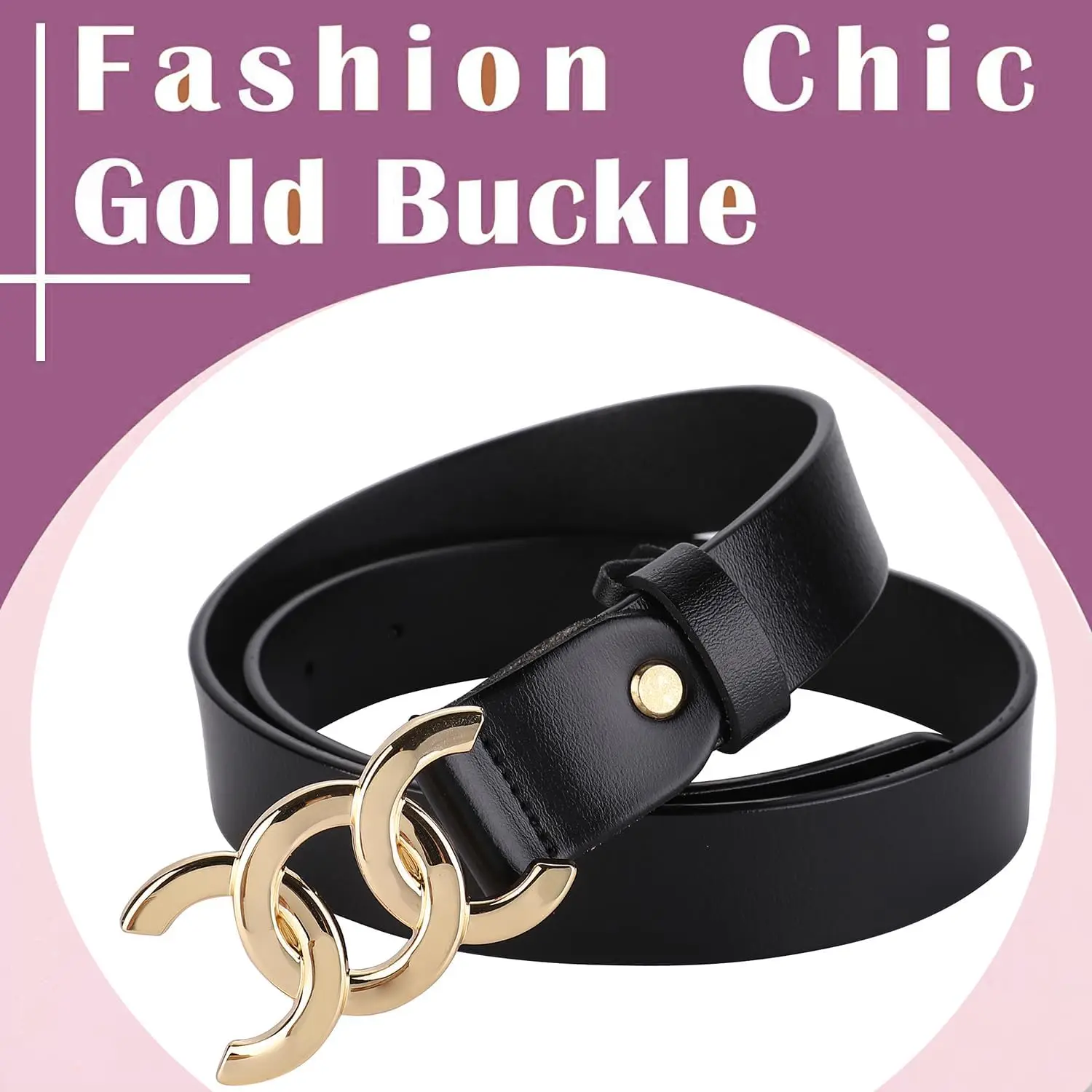 Fashionable, elegant and versatile women's gold and silver buckle belt dresses, jeans, suits, casual wear, can all be paired