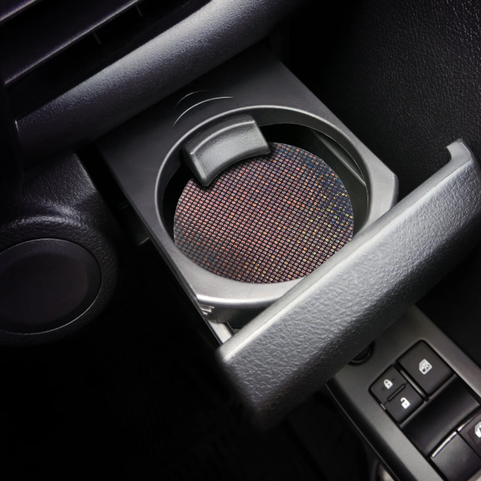 

4pcs Car Anti Slip Mat PU Nonslip Cup Holder Coasters Interior Accessories Water Coaster for Cars Black White Set