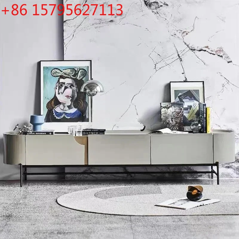 

Italian light luxury rock slab coffee table TV cabinet combination small apartment living room home modern simple side tableEsmt