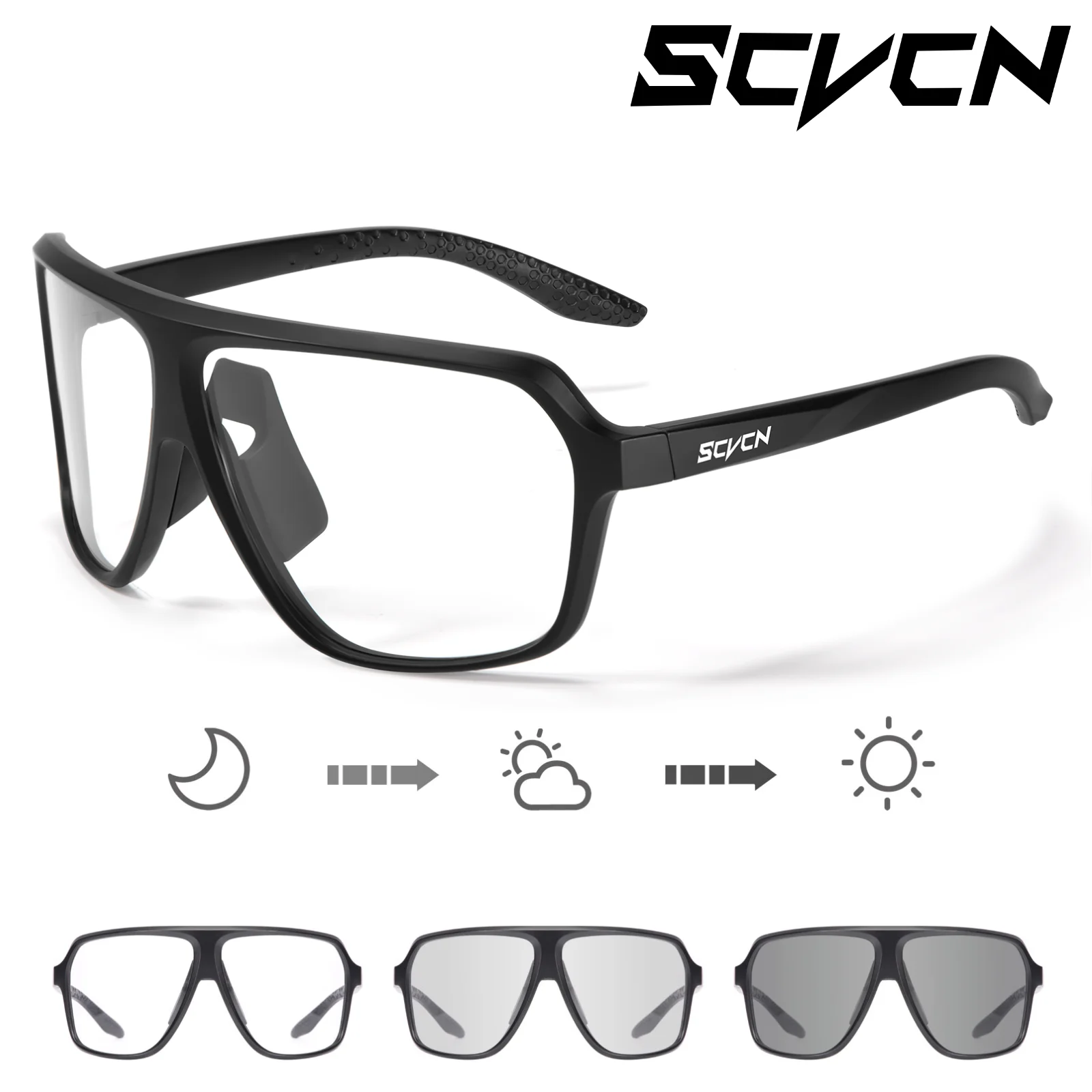 Okulary rowerowe fotochromowe SCVCN, okulary przeciwsłoneczne polaryzacyjne dla mężczyzn, okulary do rowerów górskich MTB, gogle rowerowe, okulary sportowe z ochroną UV400