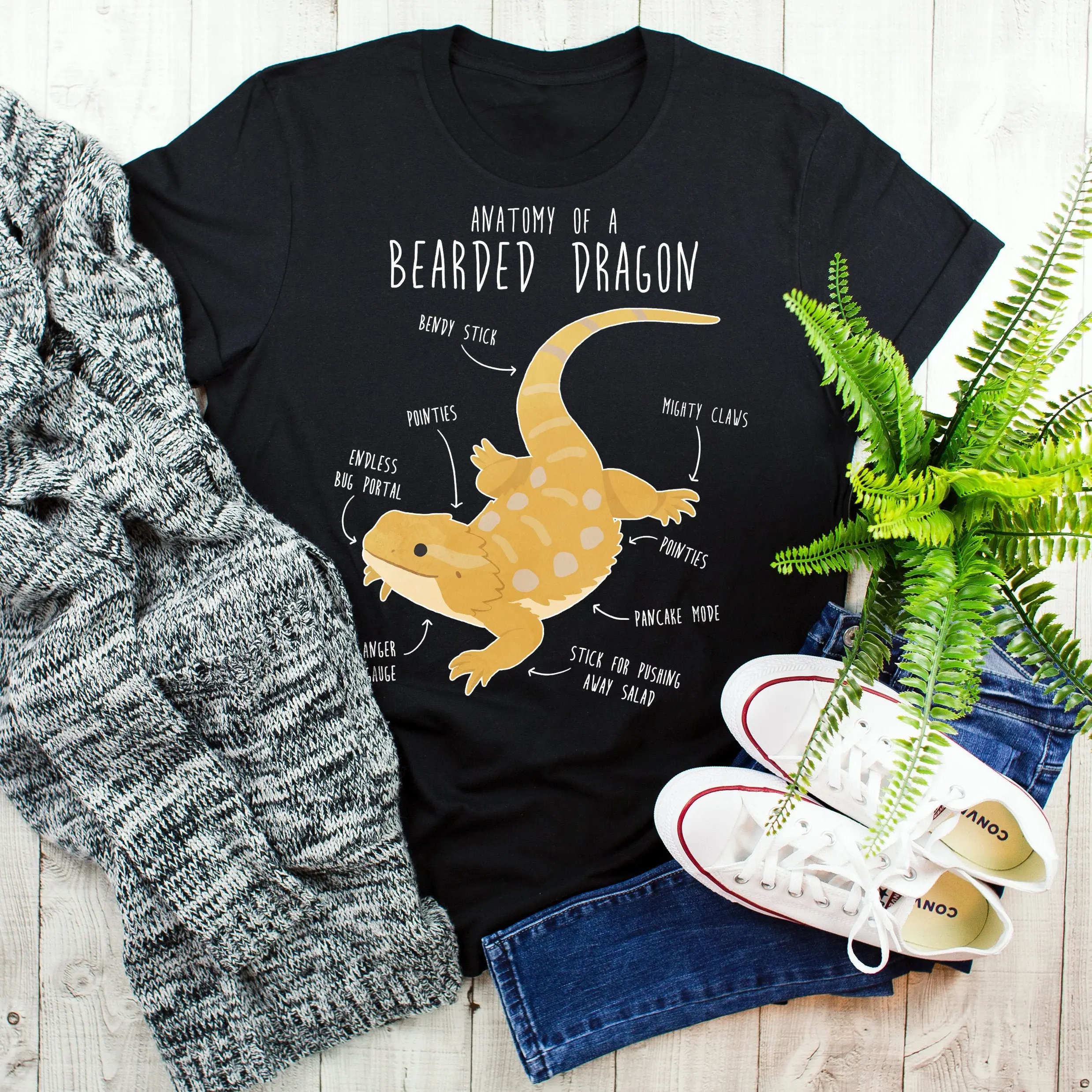 Bearded Dragon T Shirt Pet Reptile Lover Funny Lizard Cute Beardie Anatomy Mom Dad