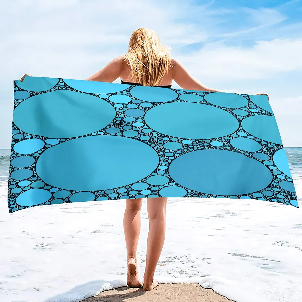 Large Beach Towel,Tropical Beach Towels and Circular Pattern Pool Towels Lightweight Quick Dry Beach Towel Super Soft Towel