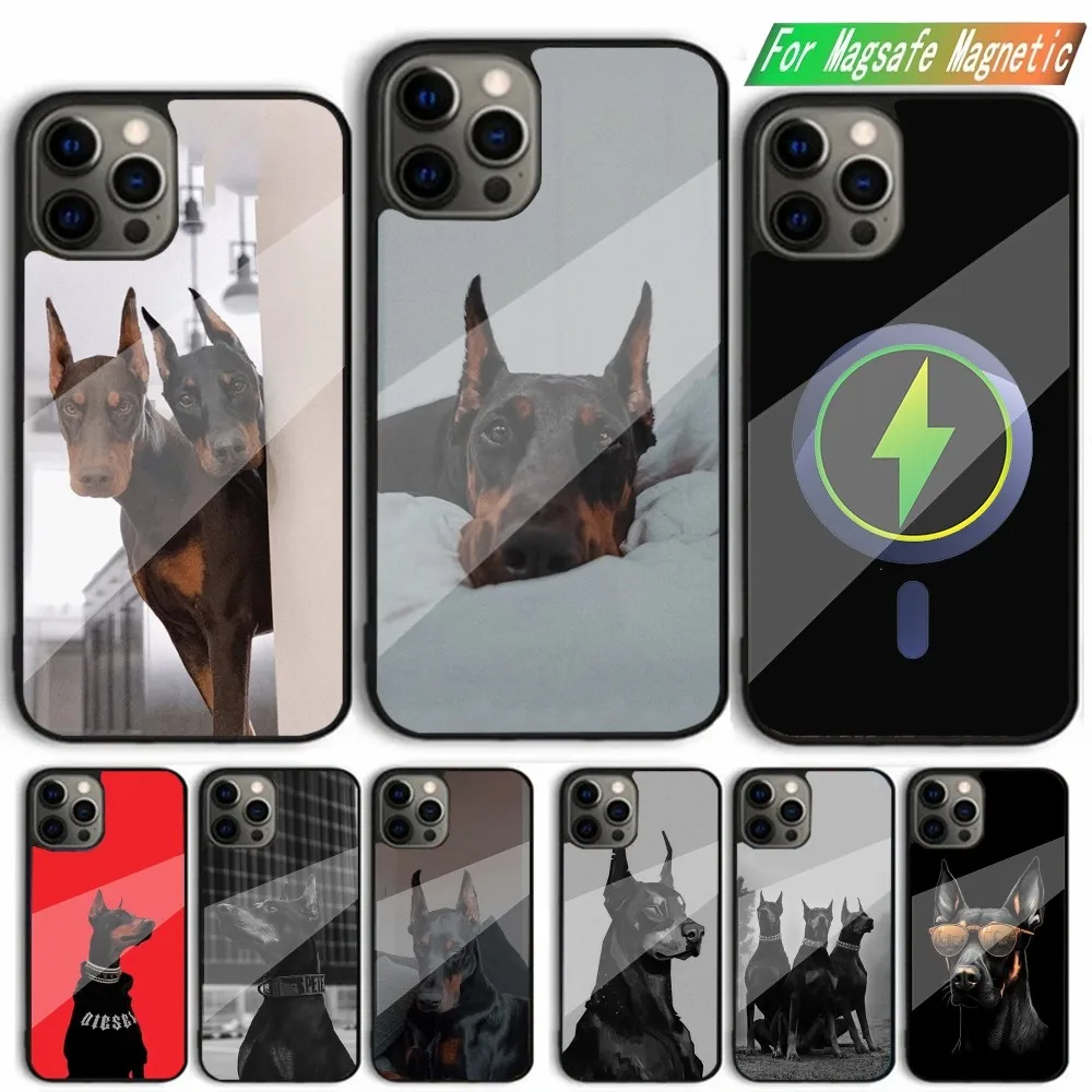 Animal Dog Doberman Pinscher Phone Case For iPhone 15,14,13,12,11,Plus,Pro,Max Mini Magsafe Magnetic Wireless Charging