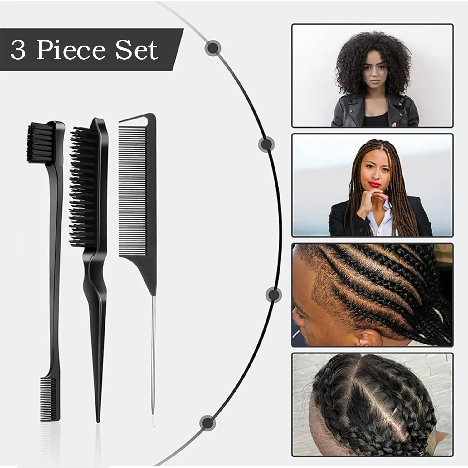 Pro Pointed Tail Salon Hairdressing Hair Styling Anti-static Comb Hair Brush Steel Needle Pin Rat Tail Combs Barber Accessories