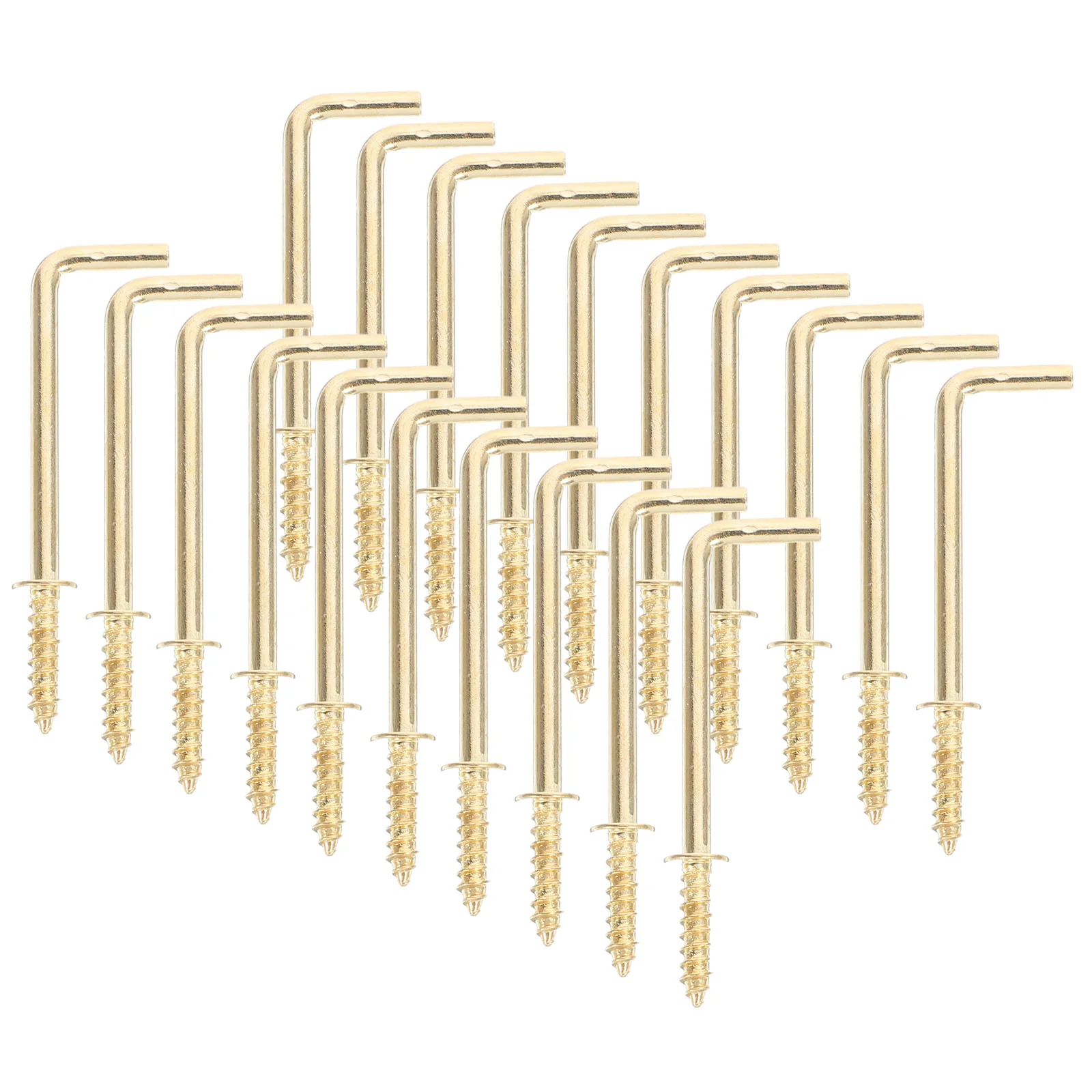 20 ชิ้นสกรูตะขอ Heavy Duty ราวแขวนเสื้อผ้ารูปภาพตะขอมุมขวา Golden Iron Home อุปกรณ์เสริม