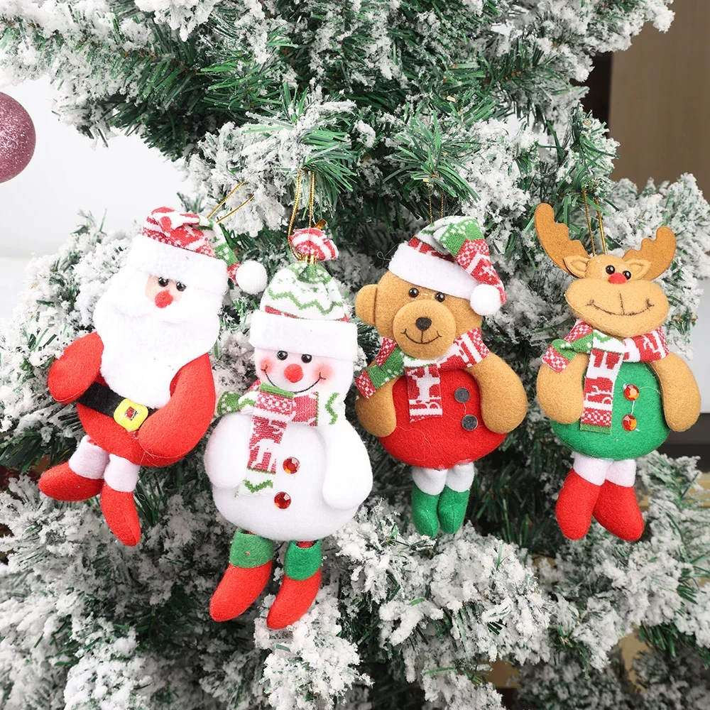 4/1Pcs Christmas Doll Pendant DIY Xmas Gift Santa Deer Bear Snowman Pendants for Xmas Tree Christmas Party Decoration Supplies