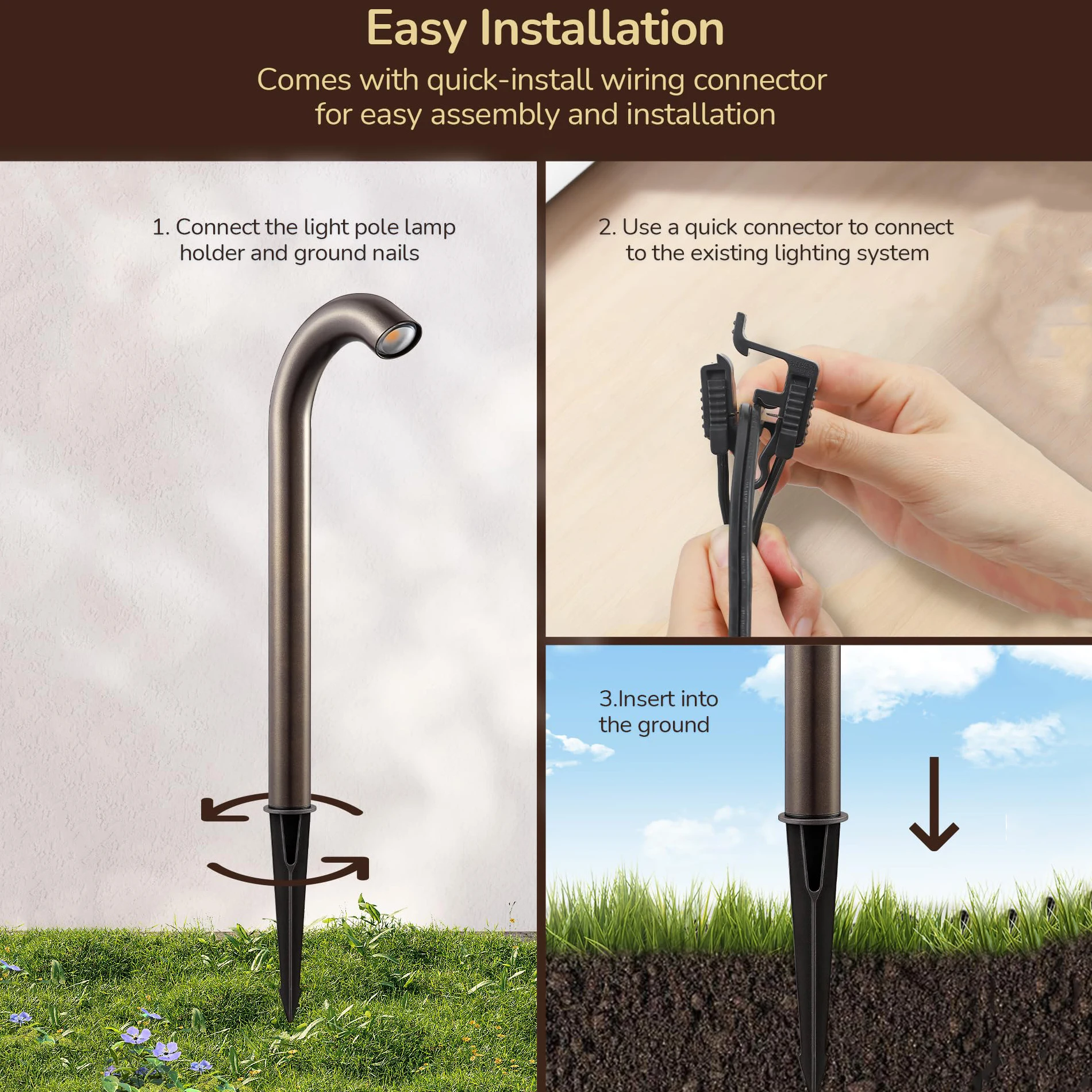 

6pcs LED Landscape Pathway Lights, Waterproof, 3W 200LM Warm Light for Yard & Garden