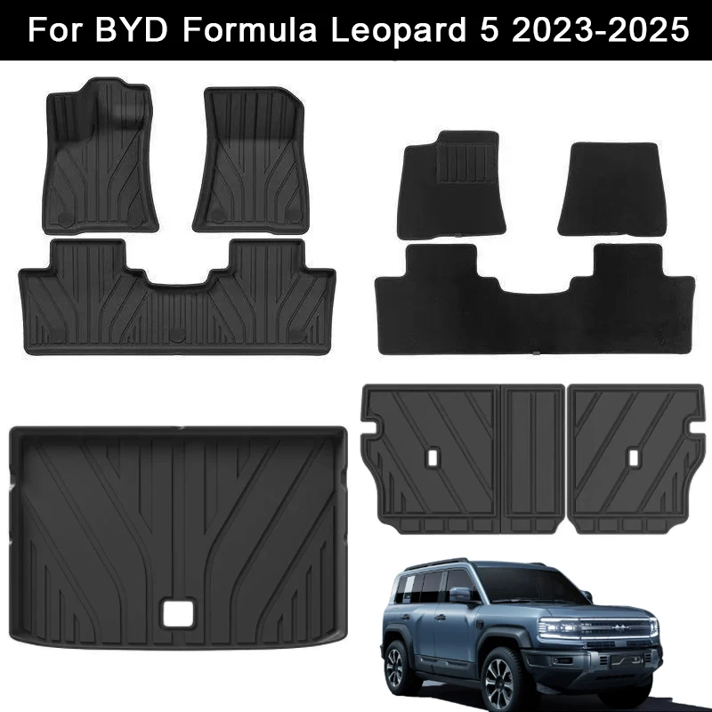 for BYD Formula Leopard 5 2025 2024 2023 TPE Floor Mats & Cargo Liners, 3D Waterproof Car double Carpet Backrest Mats