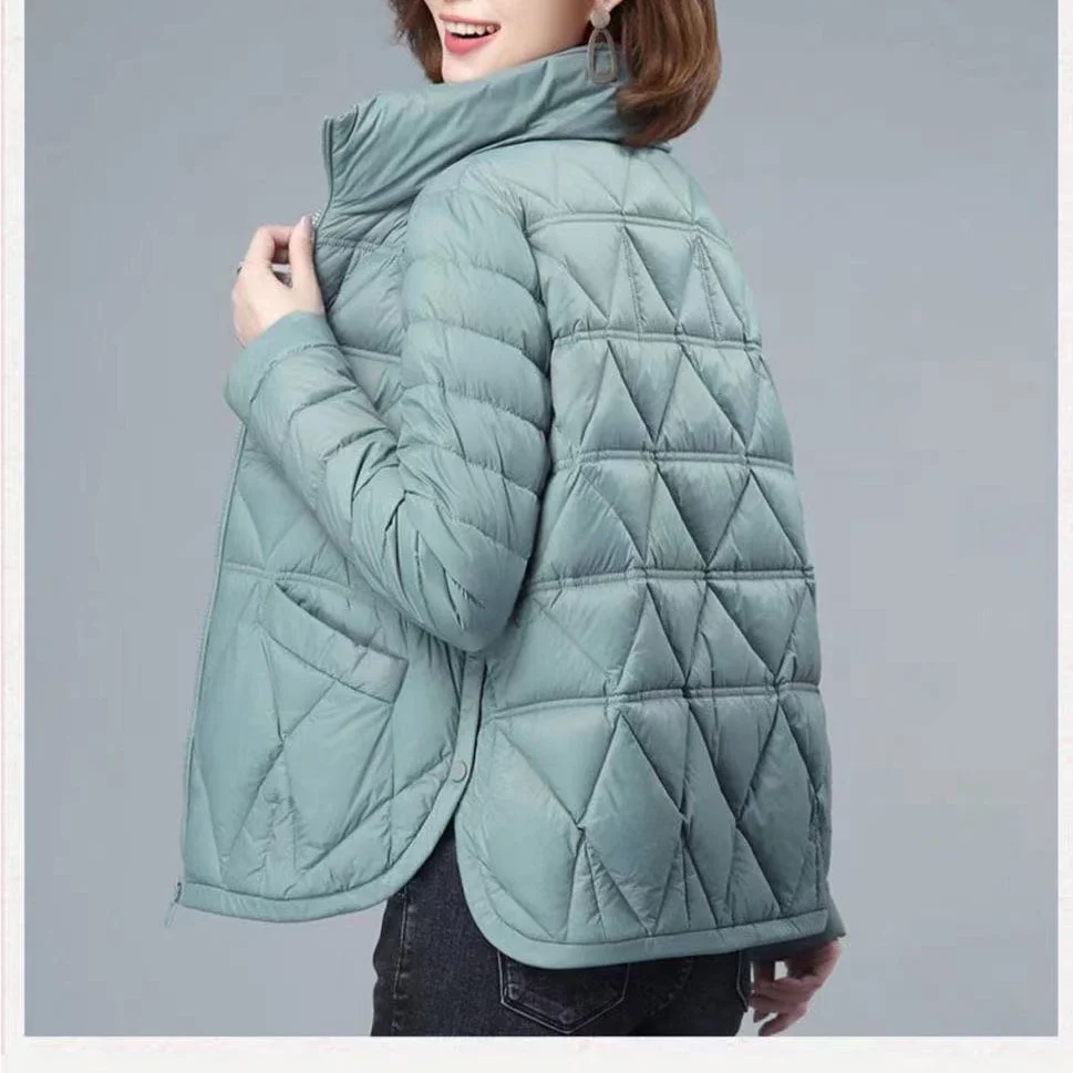 

Women's lightweight Cotton Jacket 2025 Spring Autumn New Loose Stand collar Short Coat Female Solid color Casual Outwear Top