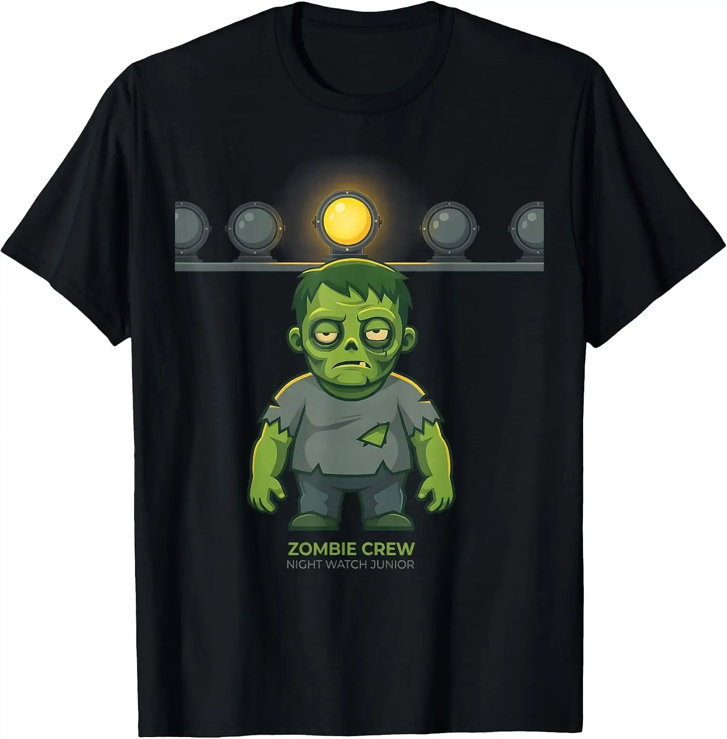 Men's Crew Night Watch Junior Funny Halloween Zombie Party T-Shirt Men's Spooky Halloween Graphic Print T‑Shirt, Crew Neck Short Sleeve Casual Cotton Tee For Holiday Party Daily Street Wear.