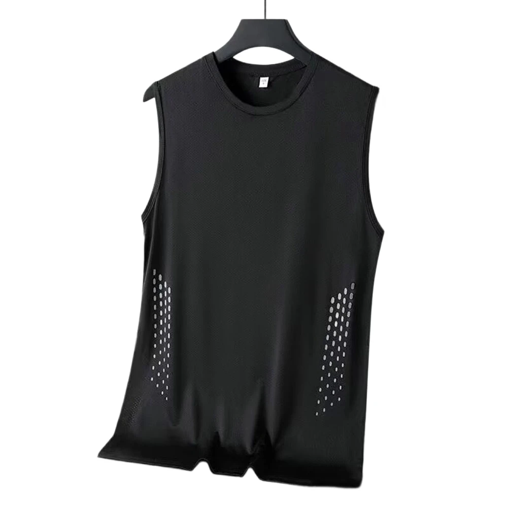 Men's Sleeveless Workout Tank Top Vest for Running Gym Fitness Basketball Regular Length Crew Neck Solid Color Sportswear