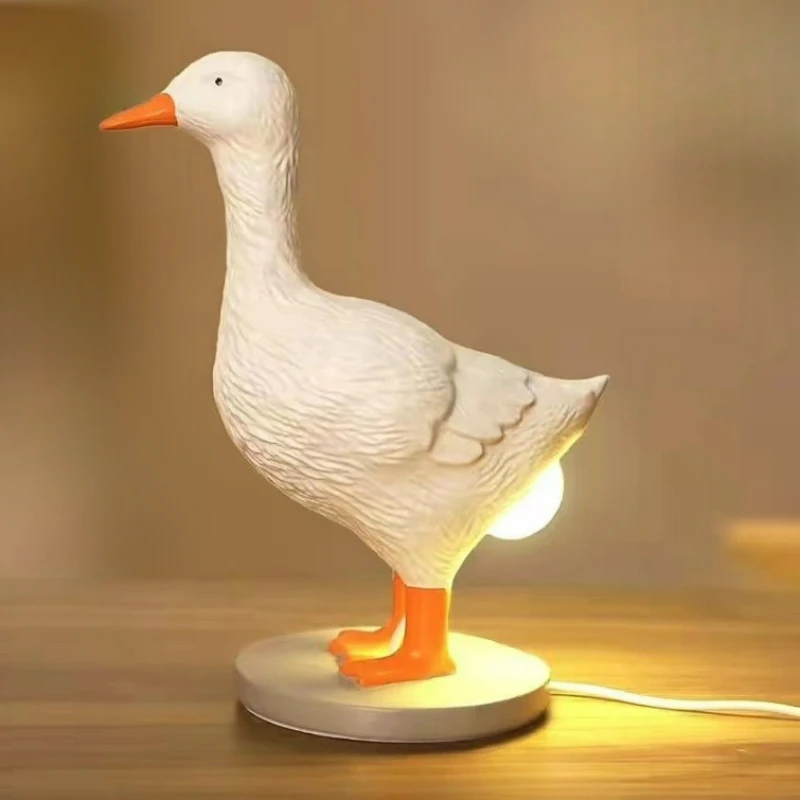 

Easter Cute Duck Lamp USB Plug in Resin Crafts Festival Atmosphere Duck Statue Glowing Night Light Desktop Home Decoration