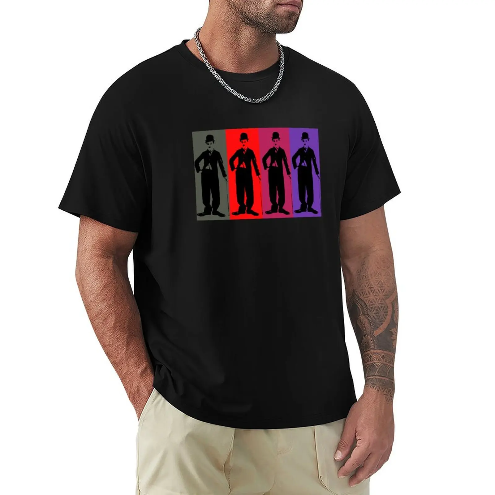 Charles Chaplin T-Shirt Breathable Mesh Panel T-Shirt