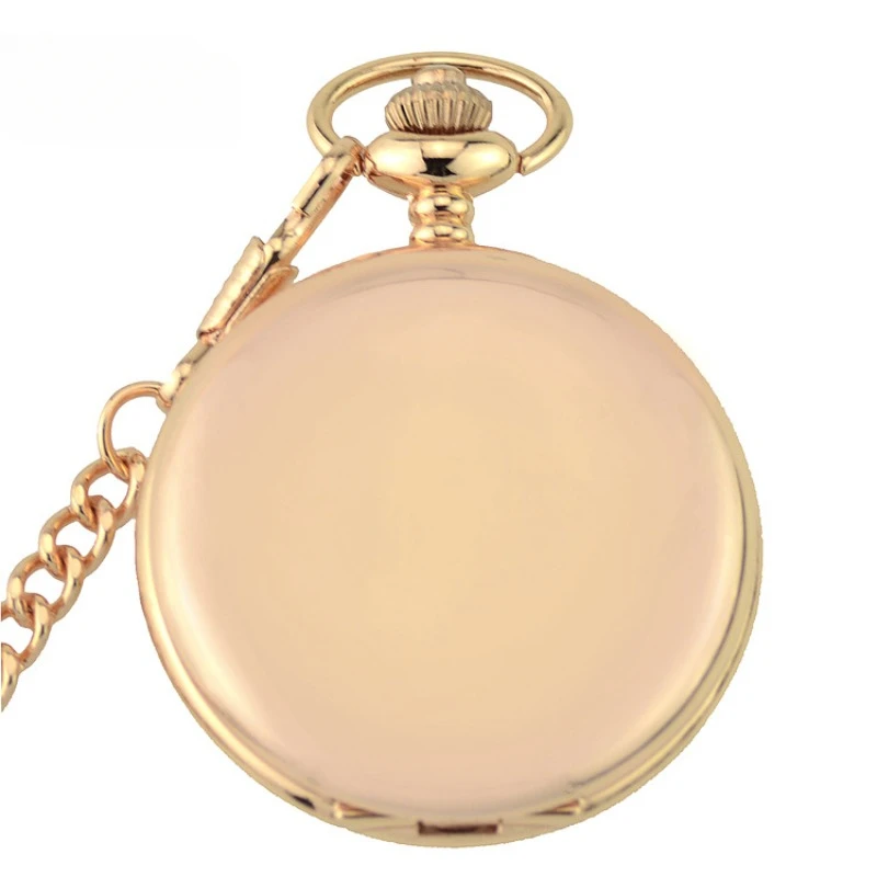 

Double Sided Polished Rose Gold Case Arabic Number Dial Men's Quartz Movement Pocket Watch With FOB Chain Nice Xmas Gift