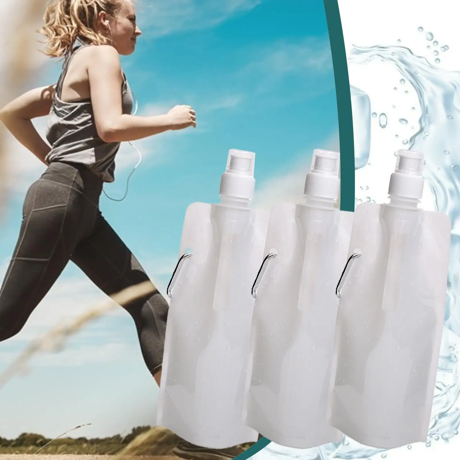 

3PCS Soft Flask Bottle Water Bag Portable Lightweight Foldable Water Bag Drink Water Bottle Water Bag Running Camping Hiking