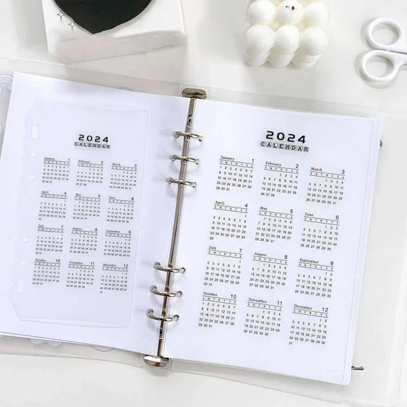 Transparent A5 A6 Binder Dividers 2024 Calendar Notebook Index Dividers Loose Leaf Notepad Agenda Planner Diary Bookmarks Office
