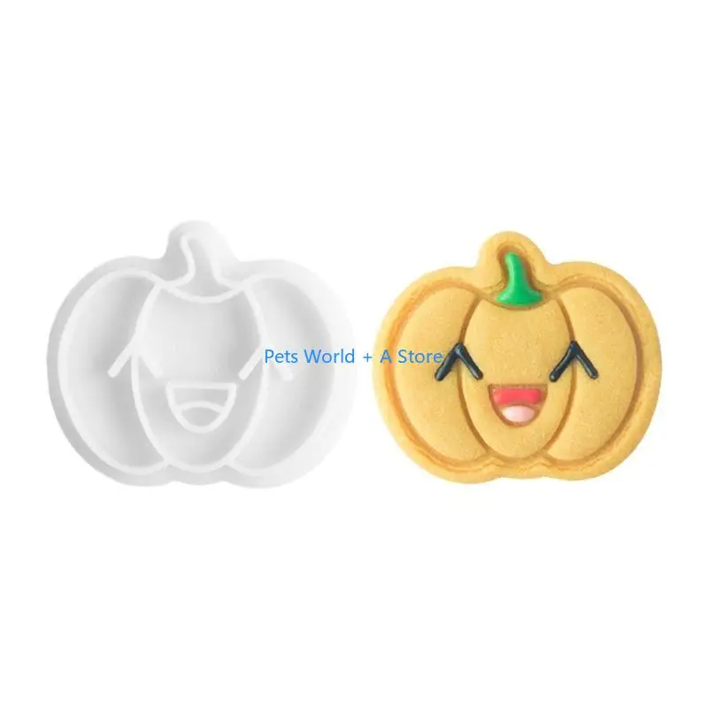 

37MB Halloween Pumpkin Pastry Fondant Stamper Baking Molds Cake Decorating Tools Plastic Cake Plunger Cutter
