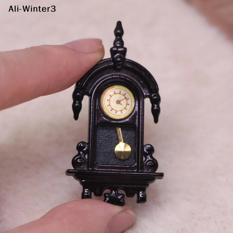 1/12 Dollhouse Vintage Simulation Wall Clock Model Doll Home Clock Living Room Decor Toy Dolls House Micro Scene Accessories