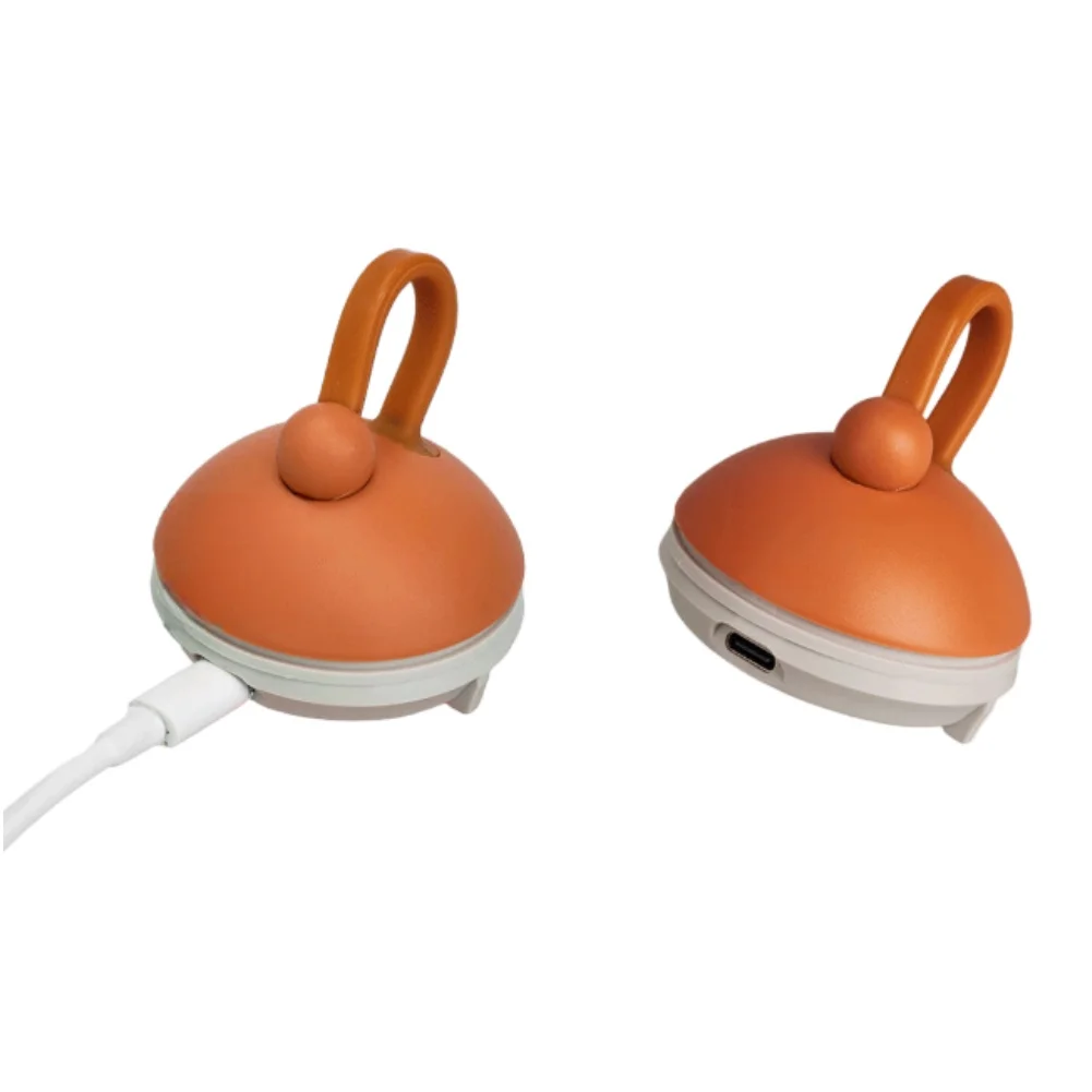Orange Mini-LED-Campinglampe, USB-wiederaufladbar, magnetisch, zum Aufhängen, 6x7,5cm, 81g, für Camping, Wandern, Reisen