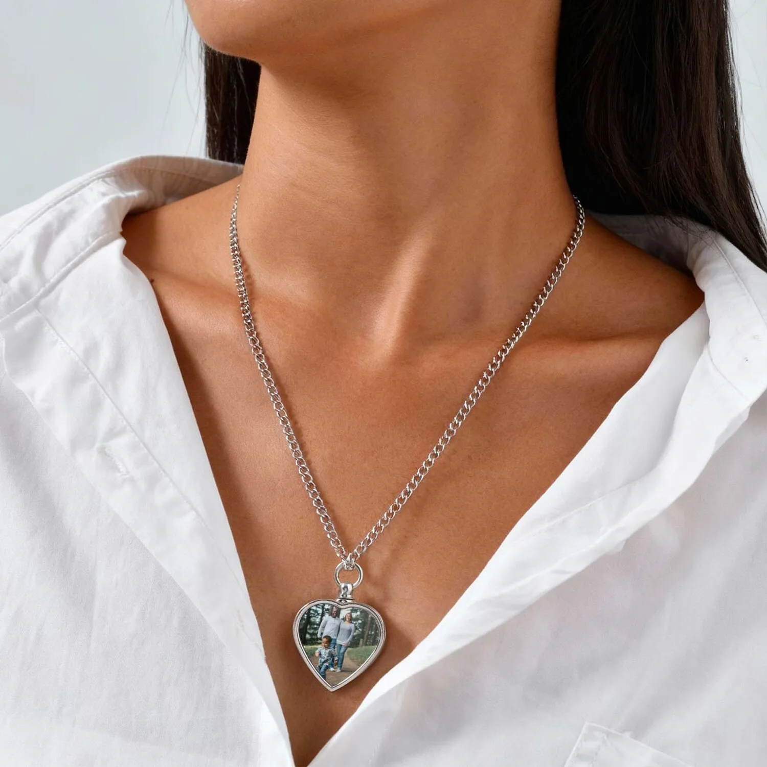 Vnox Free Photo القلائد المخصصة للنساء والرجال، قلادة جرة القلب مع مجموعة ملء القمع، مجوهرات تذكارية 71.5 سم