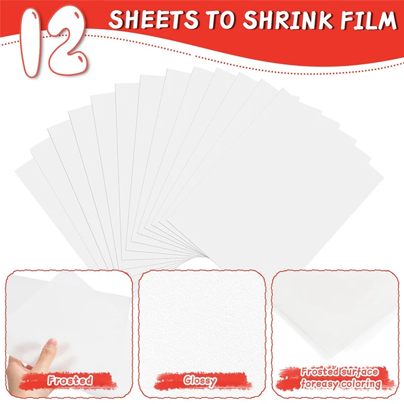 GOOD-213PCS مجموعة سلسلة مفاتيح من صفائح الانكماش الحراري مع 12 قطعة من أوراق الانكماش، 3 قطع من الورق المقلي مع نمط، أقلام رصاص ملونة