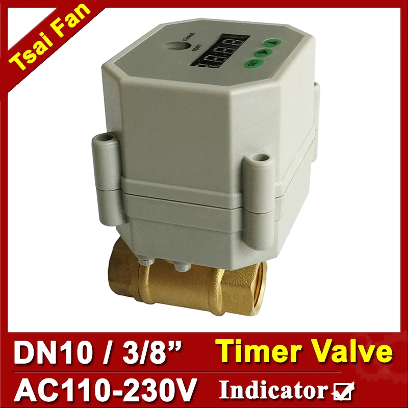 

3/8'' Brass Timer Control Valve NPT/BSP, AC110-230V Timing Motorized Valve for garden, Drain water, Auto animal feeding CE