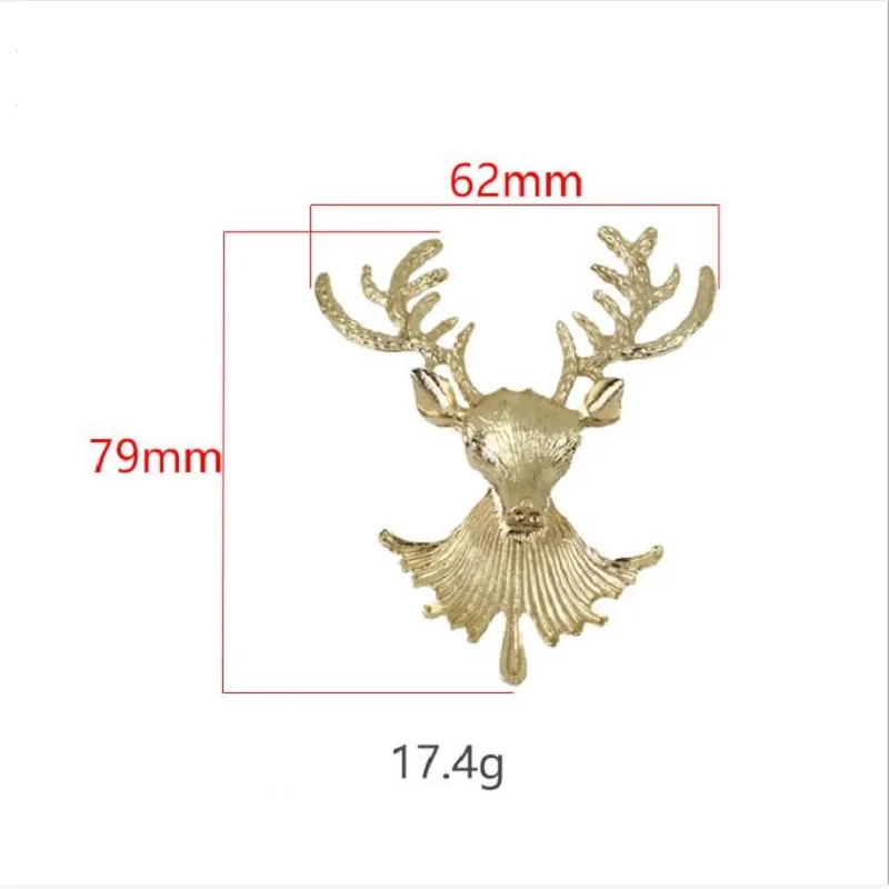 10pcs/50pcs luggage handbag hardware accessories 62mm deer head metal decorative buckle handbag bag creative decoration