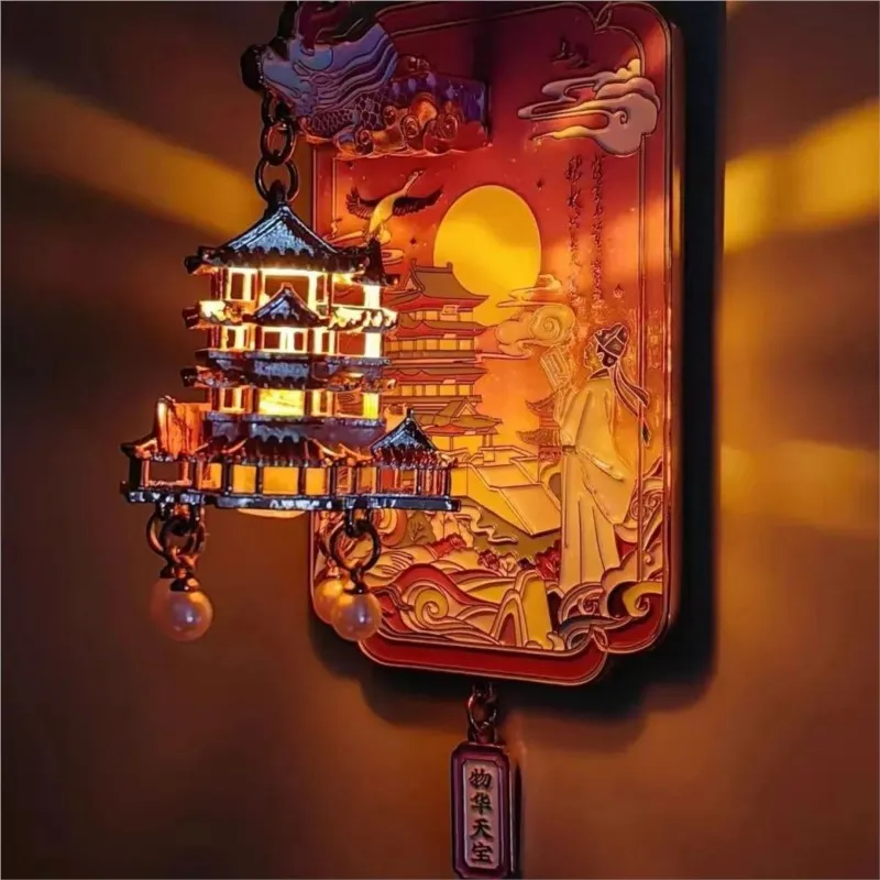 Jiangxi Nanchang Tengwang Pavilion Luminous Lantern Cultural Creative Alloy Metal Refrigerator Stickers Decoration StickersZI309