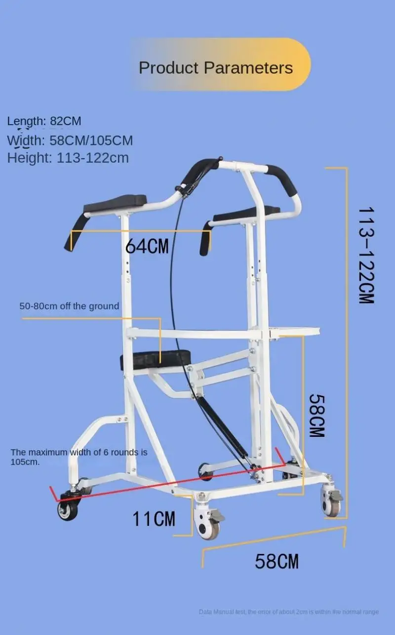 Elderly Trolley Walker with 4 Wheels Mobility Aids Disabled Stroke Hemiplegia Lower Limbs Rehabilitation Training Walking Stand