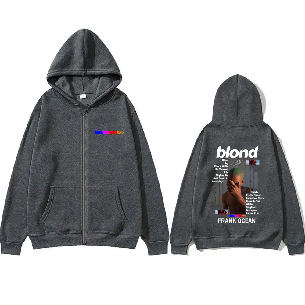 Hot Rapper Frank Vintage Oversized Zipper Hoodie Blond Fashion Trend Zip Up Jacket Men Women Ocean Hip Hop Fleece Cotton Hoodies