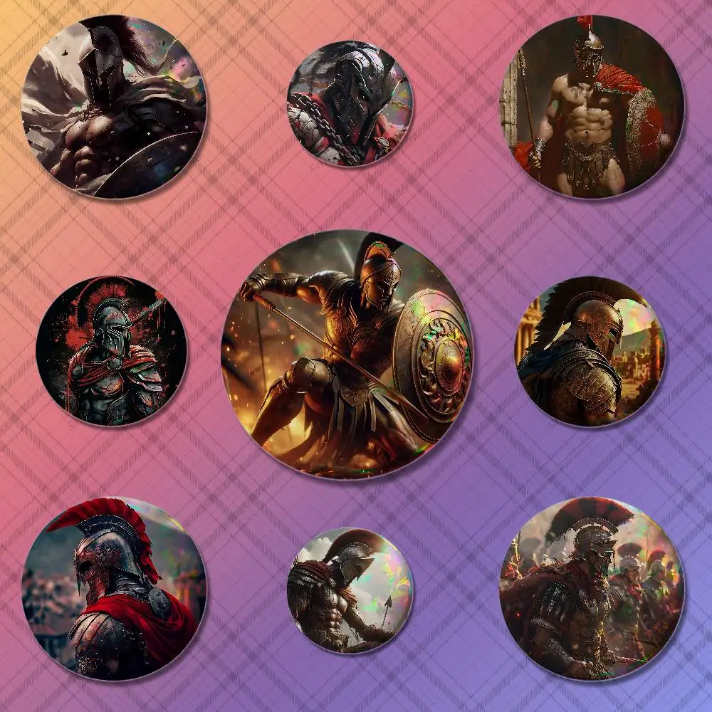 

Cool Art Sparta Warrior Badges 25mm 32mm 44mm 58mm 75mm Round Cosplay Pin Bag Decor Fans Collect Friends Gifts Souvenir