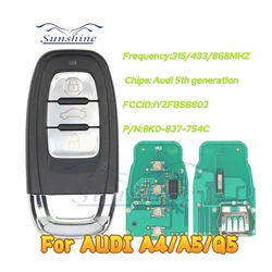 Kluczyk samochodowy Sunshine 8T0 959 754C 3BTN 315/433/868MHZ do Audi Q5 A4L A5 A6 A7 A8 RS4 RS5 S4 S5 Smart Remote Key Semi Keyless