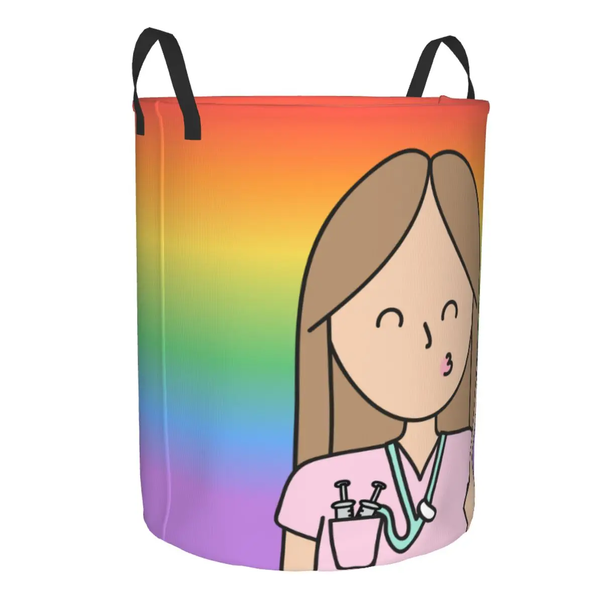 Custom Funny Cartoon Nurse Laundry Hamper Large Storage Basket Health Care Nursing Doctors Kids Nursery Toy Organizer