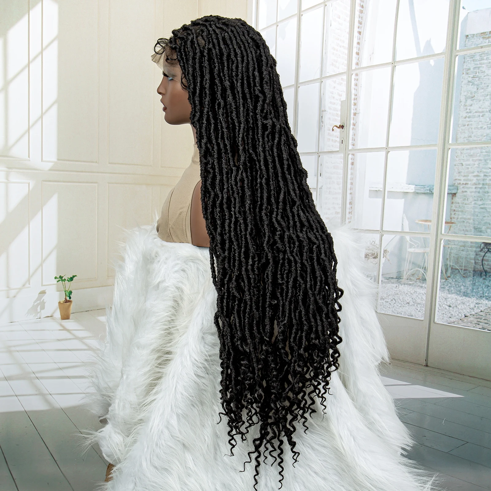 Synthetische Dreadlock Gevlochten Pruiken Met Baby Haar Full Lace Vlechten Pruiken Knooploze Pruiken Kant Pruiken Voor Vrouwen Gedraaide Vlechten Pruik