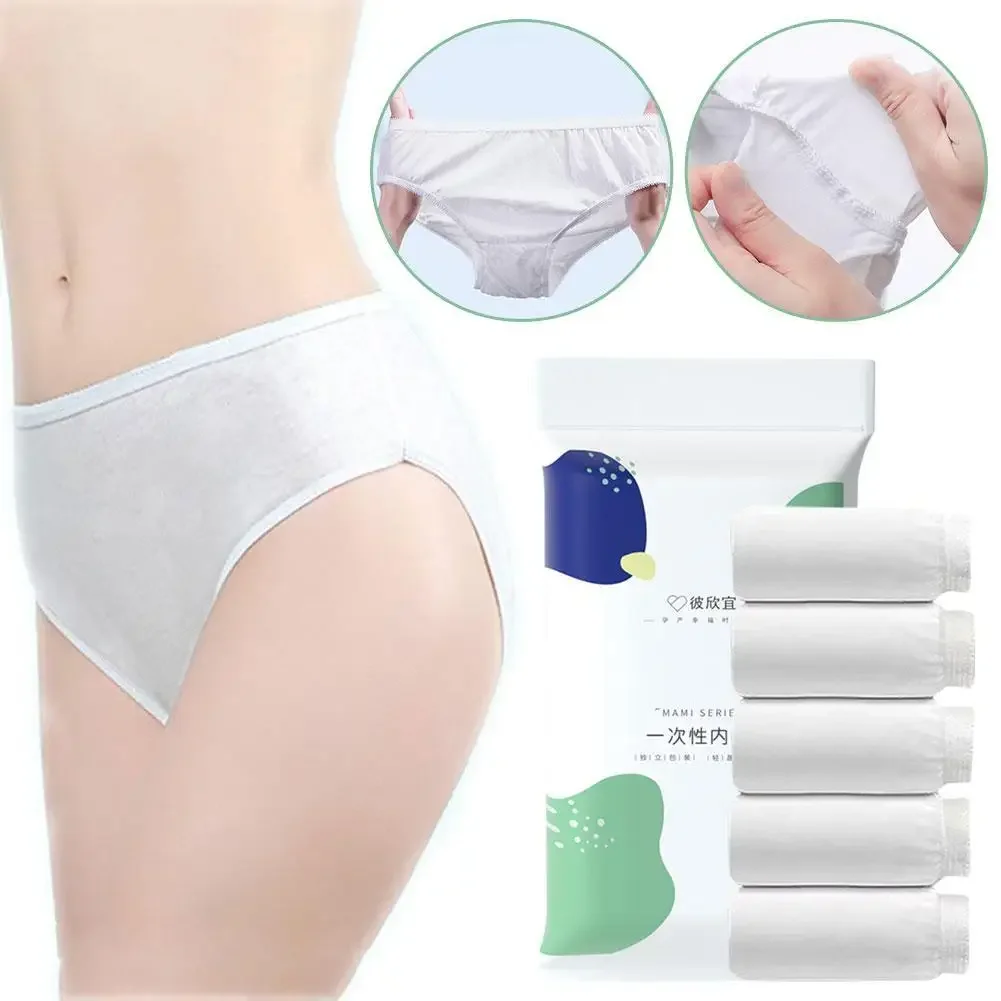 5Pcs Women\'s Disposable Pure Cotton Underwear Travel Panties Sterile Independent Packaging Wash free Underwear