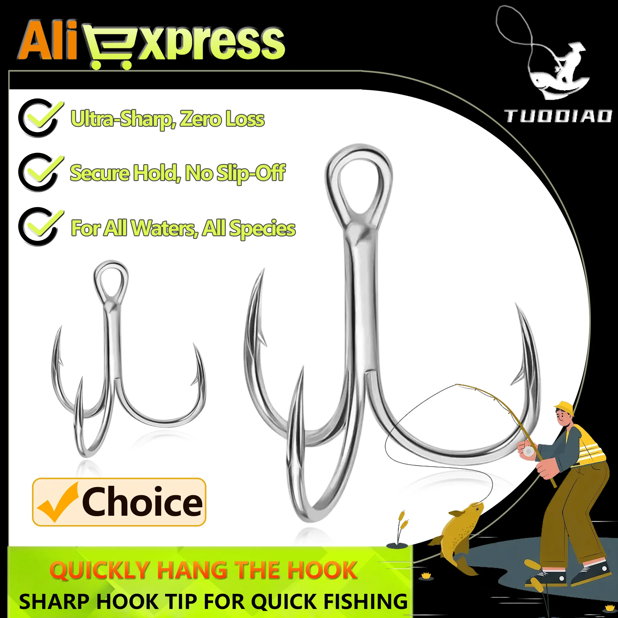 

[TUODIAO] Серебряный тройной крючок с кровавой канавкой, высокопрочный противоскользящий противоскользящий крючок с тройным когтем и крючок для морской воды