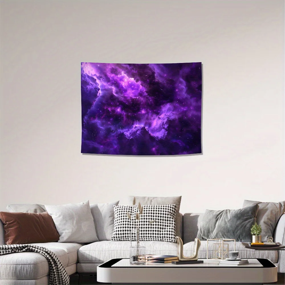 Purple Galaxy Nebula Tapestry, Cosmic Starry Sky Cloud Space Art Wall Hanging for Bedroom Living Room Aesthetic Home Decor