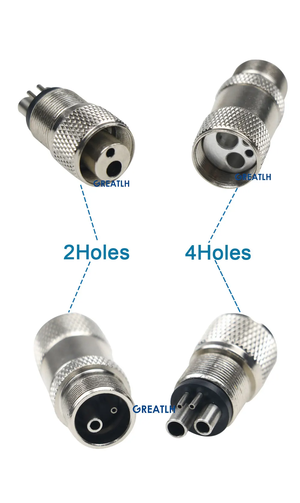 Dental Turbine Handpiece Adapter Connector for Air Motor 4 Holes 2 Holes Changer Connector Dental Instrument