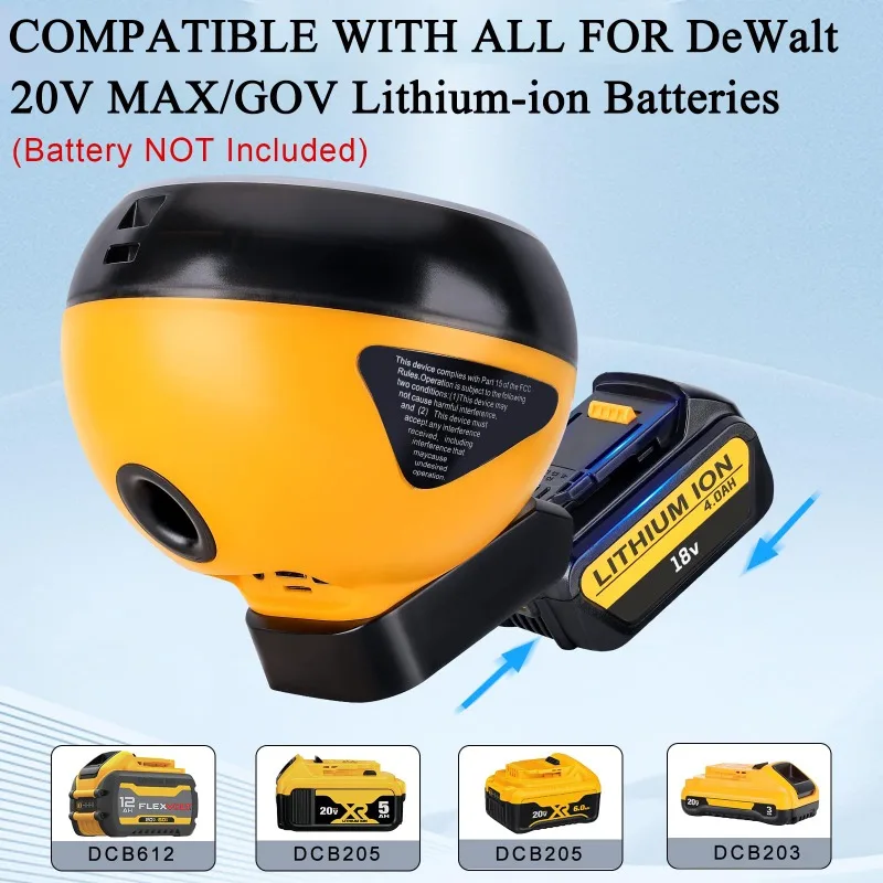 

Portable Wireless Speaker Supports Bluetooth 5.3 for Makita/DeWalt/Milwaukee/Bosch 18V-20V Battery for Outdoor and Home Parties