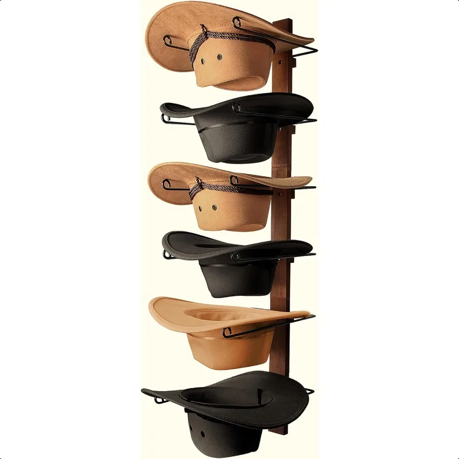 

Cowboy Hat Holder Cowboy Hat Rack for Wall Holds up to 6 Hats Wooden Metal Rustic Hat Racks Western Decor Wall Storage Hat Hold